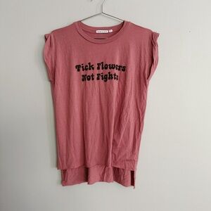 The Bee and The Fox “Pick Flowers Not Fights” Muave Muscle Tee